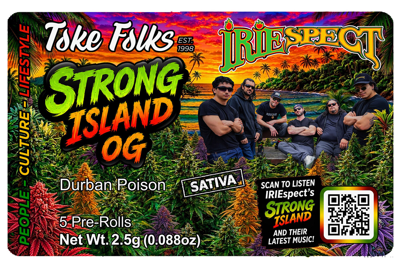 Strong Island OG — Durban Poison pre-roll tin label